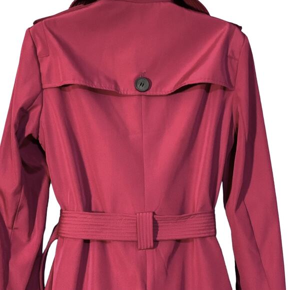 Narciso Rodriguez Designer Trench Coat Sz S Berry Pink Belted Lightweight Jacket - Picture 7 of 11